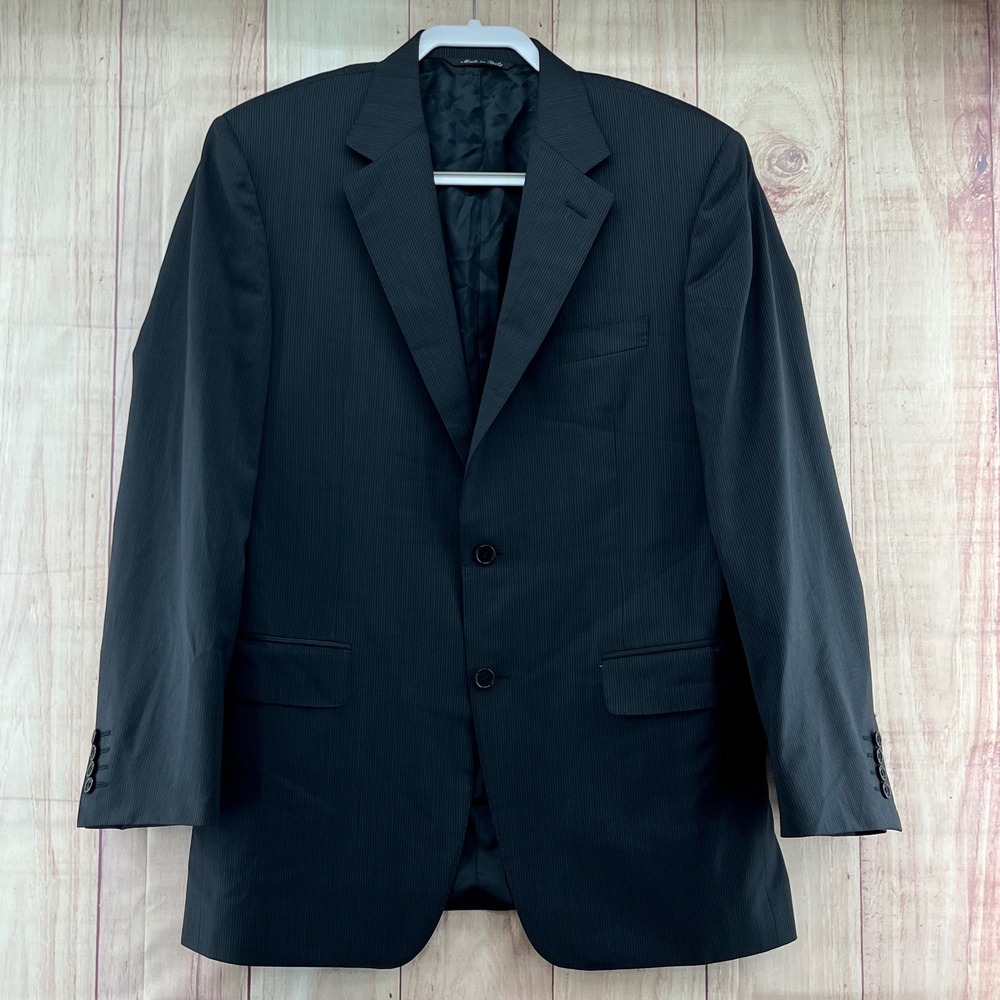 CANALI Suit Jacket Blazer Men's Charcoal Pinstripe 100%Wool Water Resistant 40US